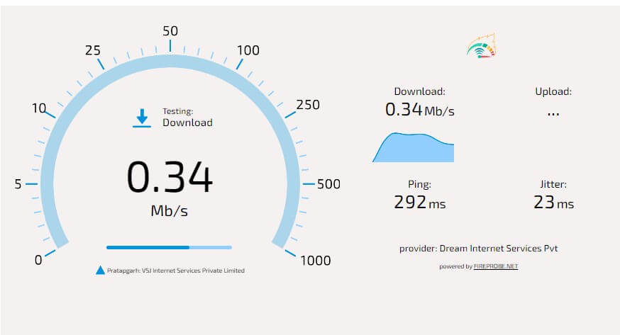 Internet speed test in progress